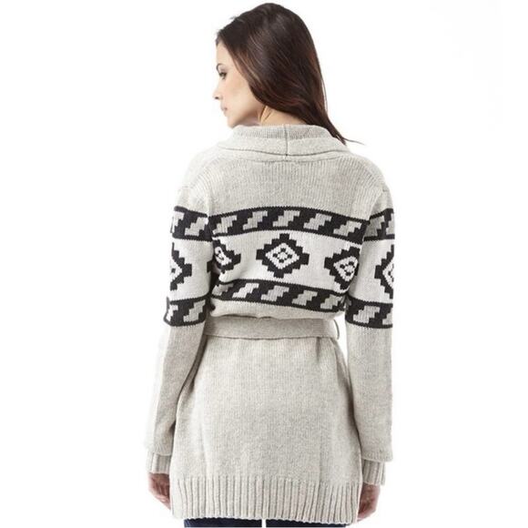 Levi’s Knit Tie Gray Southwestern Wool Blend Open Front Cardigan Sweater - Picture 4 of 10